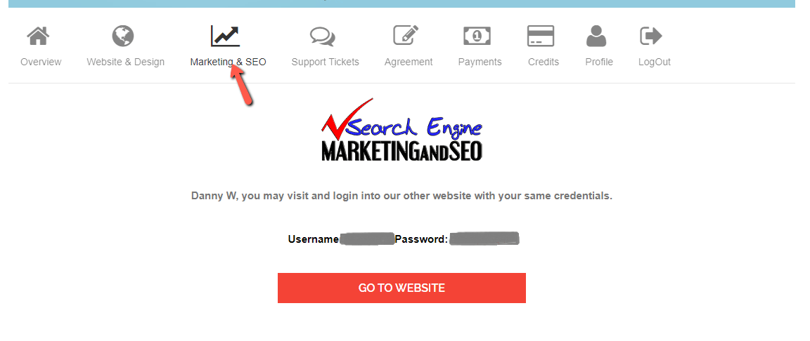 marketing login page